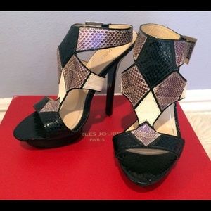 Charles Jourdan Amelia Snakeskin Platform Heels